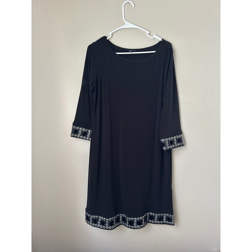 Tiana B. Black Embellished 3/4 Sleeve Dress Party Cocktail Elegant‎ Women Glam